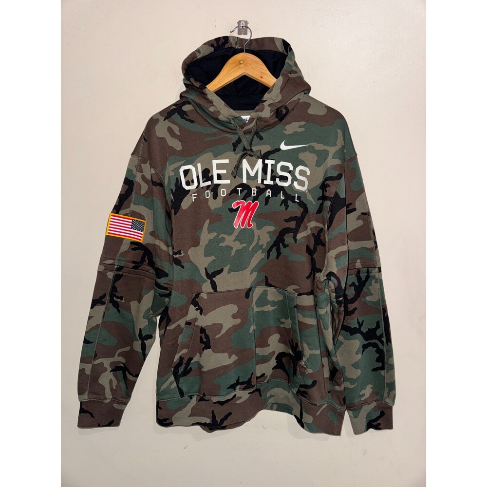 Nike Ole Miss Rebels Football Team Issue PE Salute To Service Camo Hoodie XL NEW